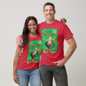 Santa's Dog Zittend om het geschenk te bekijken T-shirt (Unisex)