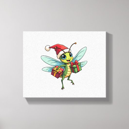 Santa's Dragonfly Helper Canvas Afdruk (Voorkant)