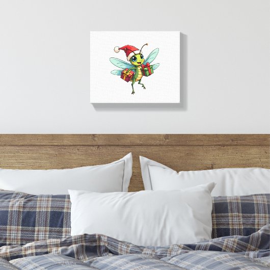 Santa's Dragonfly Helper Canvas Afdruk (Insitu (Slaapkamer))