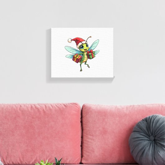 Santa's Dragonfly Helper Canvas Afdruk (Insitu (Woonkamer))