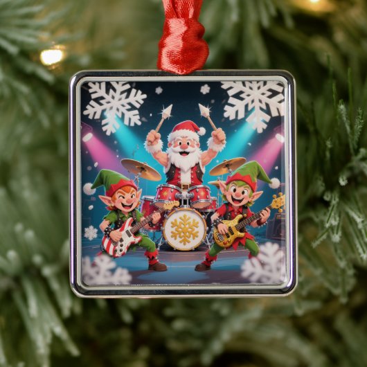 Santa's Drumming Rock Band Ornament (Boom)