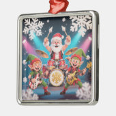 Santa's Drumming Rock Band Ornament (Links)