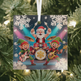 Santa's Drumming Rock Band Ornament