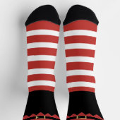 Santa's Elf Christmas Red Striped Black Sokken (Top)