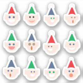 Santa's Elves Elf Heads Cartoon Kerstmis Sticker