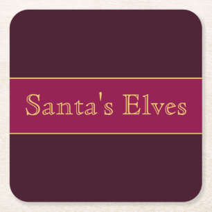 SANTA'S ELVES Leuke feestelijke Bourgondische rode Vierkante Kartonnen Onderzetter