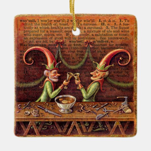 Santa's Elves Ornament, Wassail Keramisch Ornament (Voorkant)