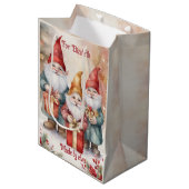 Santa's Elves Personalize Name Cute Christmas Medium Cadeauzakje (Voorkant Gekanteld)