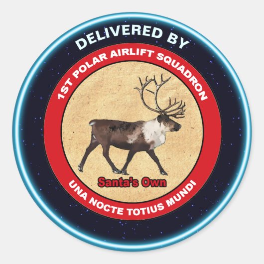 Santa's Ewn - 1e Polar Airlift Squadron Ronde Sticker (Voorkant)
