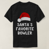 Santa's Favoriete Bowler Xmas Bowling Speler T-shirt (Design voorkant)