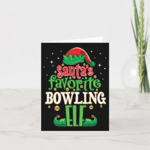 Santa's Favoriete Bowling Elf Christmas Matching B Kaart