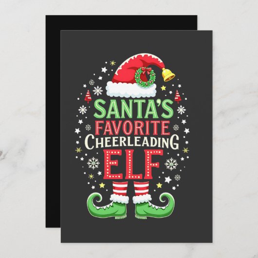 Santa's Favoriete Cheerleading Elf Family Matching Kaart (Voorkant / Achterkant)