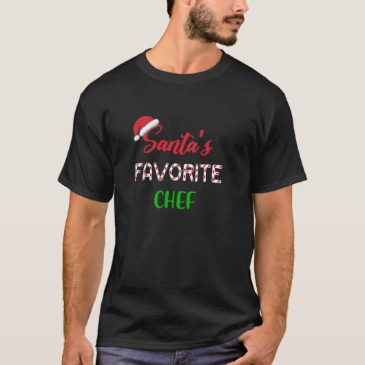 Santas Favoriete Chef Gift Grappige Kerstmis Pyjam T-shirt (Voorkant)