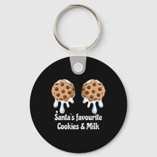 Santa's Favoriete Cookies En Melk Borst Vrouwen Sleutelhanger