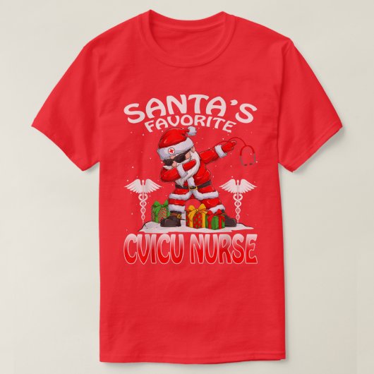 Santas Favoriete CVICU Zurse Kerstmis Matching Cos T-shirt (Design voorkant)