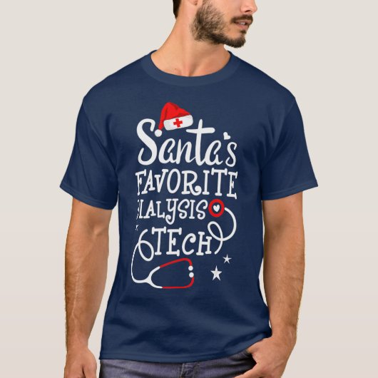 Santas Favoriete Dialyse Tech Kerstdialyse T-shirt (Voorkant)