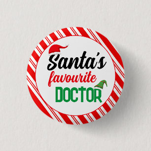 Santa's favoriete dokter Kerst elf pet grappig Ronde Button 3,2 Cm