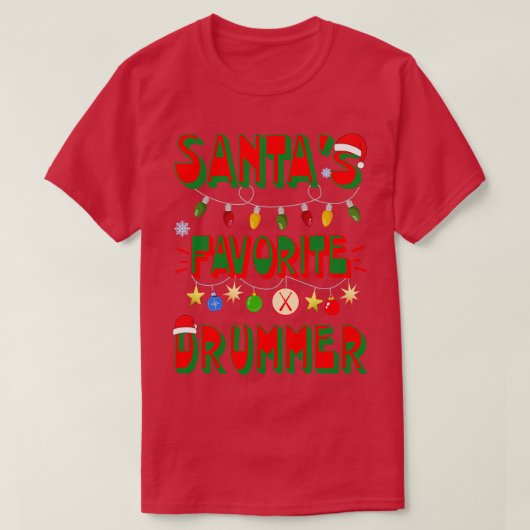 Santas Favoriete Drummer T-shirt (Design voorkant)