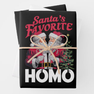Santas Favoriete Homo Gay Kerstmis LGBTQ Pride Inpakpapier Vel