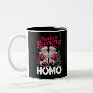 Santas Favoriete Homo Gay Kerstmis LGBTQ Pride Tweekleurige Koffiemok