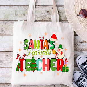 Santa's favoriete leraar.Gepersonaliseerde leraar Tote Bag