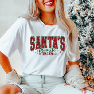 Santa's favoriete leraar Glitter T-shirt