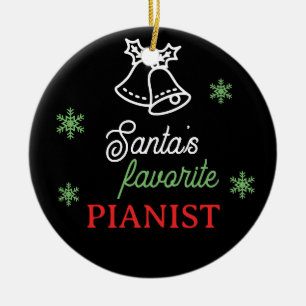 Santa's favoriete pianist foto piano sleutel zwart keramisch ornament