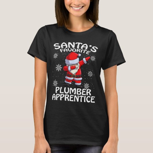 Santa's Favoriete Plumber Apprentice Kerstmis T-shirt (Voorkant)