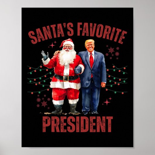 Santa's Favoriete President Christmas Funny Trump  Poster (Voorkant)