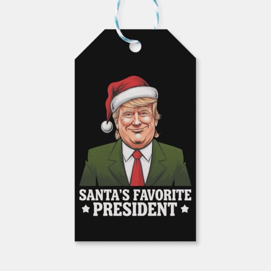 Santa's favoriete President Funny Trump Christmas Cadeaulabel (Achterkant)