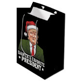 Santa's favoriete President Funny Trump Christmas Medium Cadeauzakje (Voorkant Gekanteld)