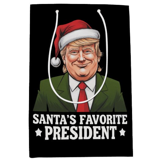 Santa's favoriete President Funny Trump Christmas Medium Cadeauzakje (Voorkant)