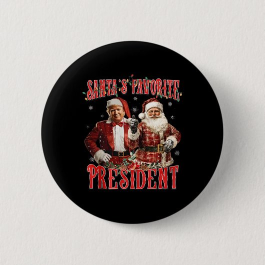 Santa's Favoriete President Funny Trump Christmas Ronde Button 5,7 Cm (Voorkant)