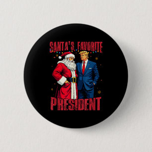 Santas Favoriete President Kerstmis Trump 47e Voor Ronde Button 5,7 Cm