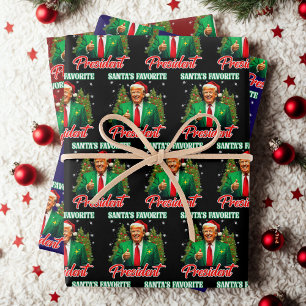 Santa's Favoriete President Trump Kerstcadeau Inpakpapier Vel