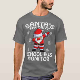 Santas Favoriete School Bus Monitor Kerstmis T-shirt