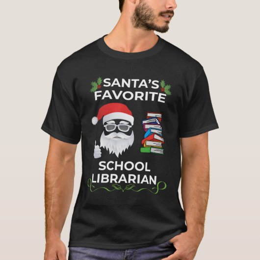 Santa's favoriete schoolbibliothecaris Grappige Ke T-shirt (Voorkant)