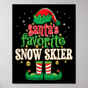 Santas favoriete sneeuwschaatser skiën Kerstmis Ma Poster