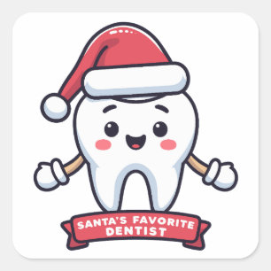 Santa's favoriete tandarts Schattige Tooth Christm Vierkante Sticker