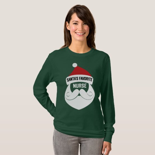 Santa's favoriete verpleegster - Grappig kerstverp T-shirt (Voorkant volledig)