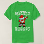 Santas Favoriete Vrachtwagenchauffeur Kerstmis T-shirt (Design voorkant)