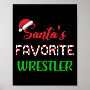 Santas Favoriete Wrestler Grappig Wrestling Kerstm Poster