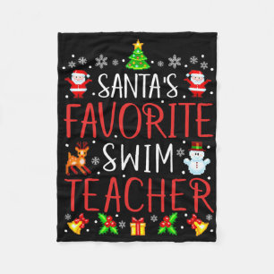 Santa's Favoriete Zwemleraar Kerstmis Matching Fleece Deken