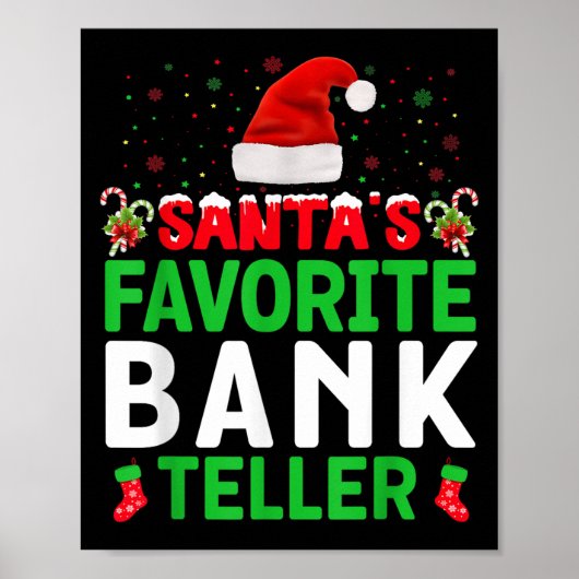 Santa's Favorite Bank Teller Christmas Matching Co Poster (Voorkant)