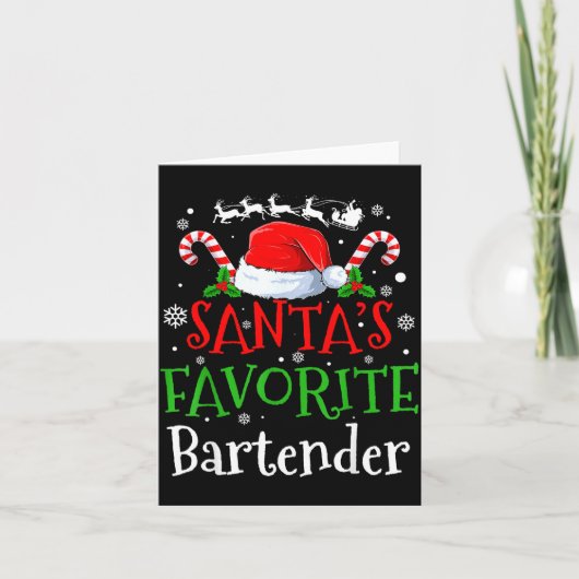 Santa's Favorite Bartender Christmas Party Kaart (Voorkant)