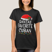 Santa's Favorite Cuban Christmas Santa Claus Tree T-shirt (Voorkant)