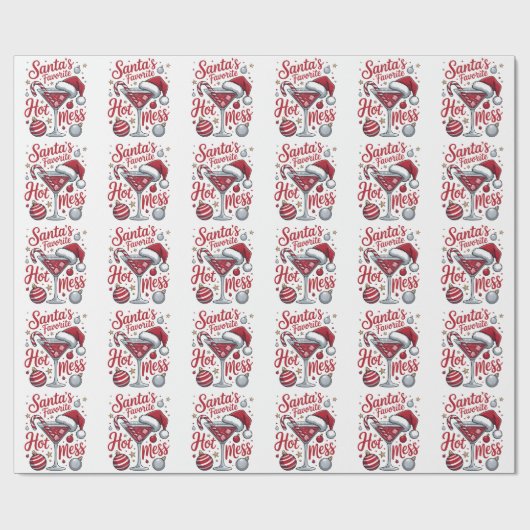 Santa's favorite hot mess, christmas cadeaupapier (Vlak)