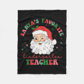 Santa's Favorite Kindergarten Teacher Christmas Me Fleece Deken (Voorkant)