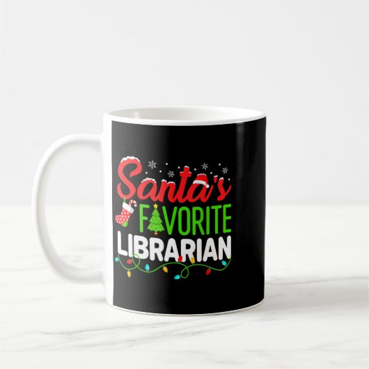 Santa's Favorite Librarian Christmas Library Book Koffiemok (Links)