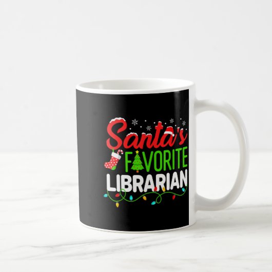 Santa's Favorite Librarian Christmas Library Book Koffiemok (Rechts)